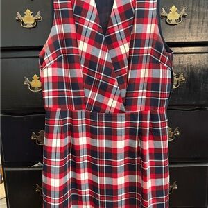 Red Plaid Sleeveless Dress